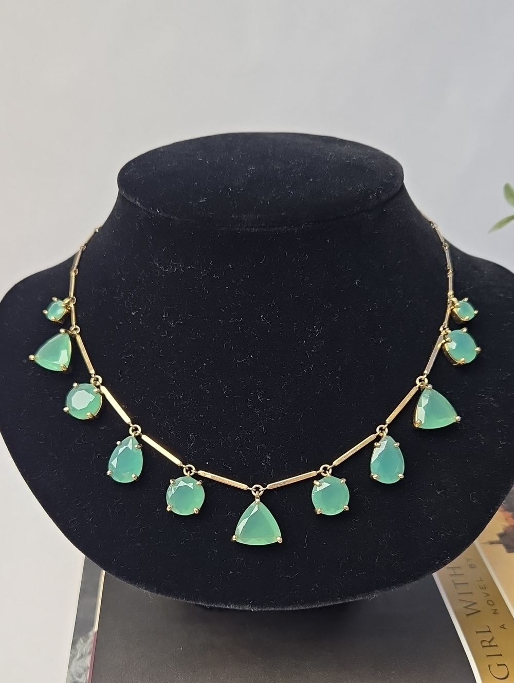 Kate Spade "Vegas" Necklace with Green Faux Gem Stone Accent Drops
